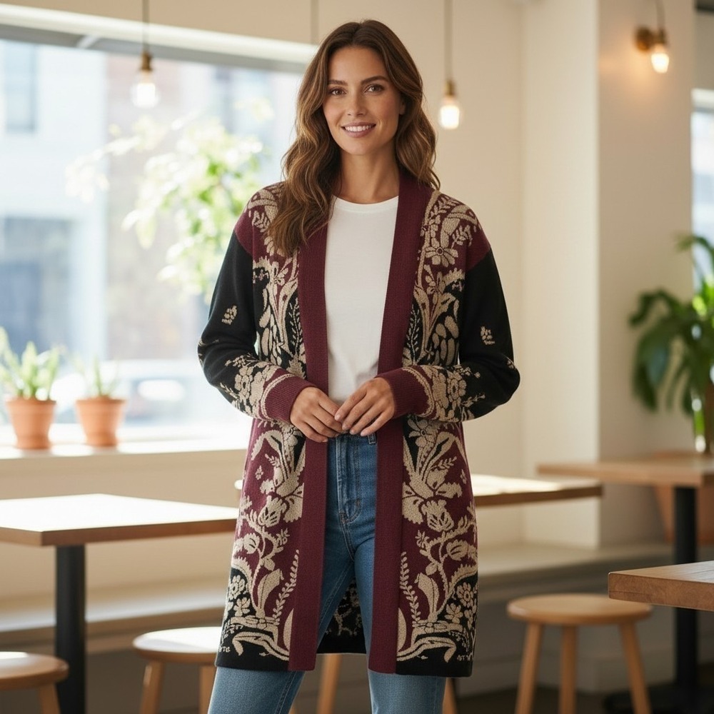NWT RTL $368 Full Length Cardigan Sweater Whimsigoth Dark Academia Maxsport M